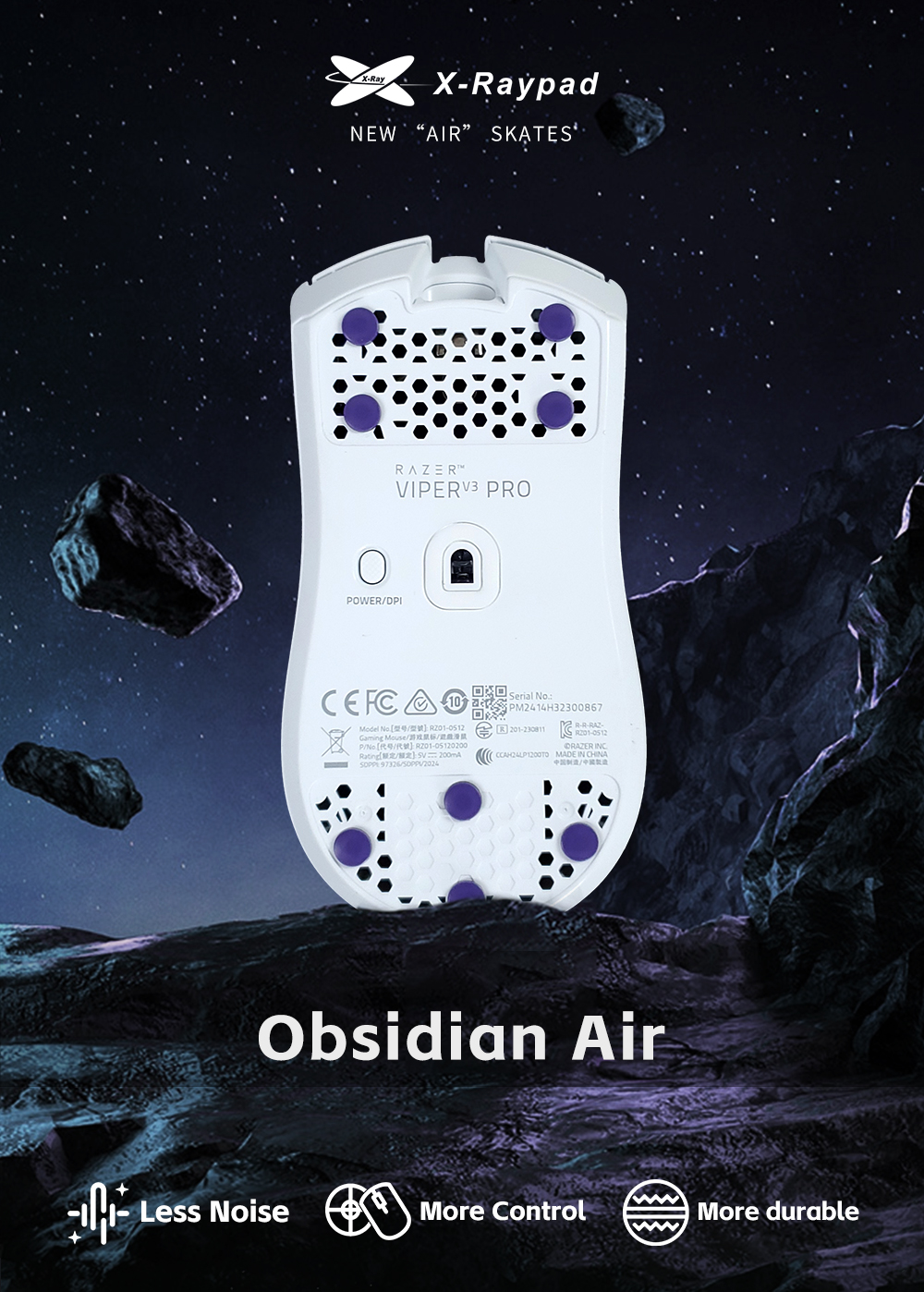 Obsidian Air Diy Mouse Skates Universal Dots X Raypad Us