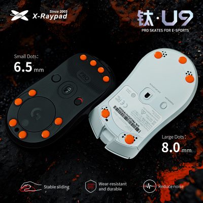 X-Raypad Titanium U9 Durable Mouse Skates for Universal Dot — Durable. Quiet. Smooth for Premium Gaming