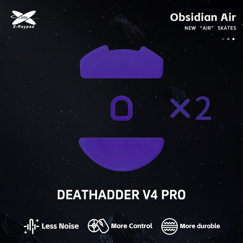 X-Raypad Obsidian Air Mouse Skates for Razer DeathAdder V4 Pro - Quiet and Control