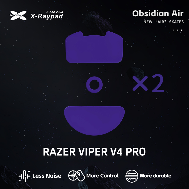 X-Raypad Obsidian Air Mouse Skates for Razer Viper V4 PRO - Quiet and Control